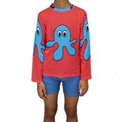 Creature Forms Funny Monster Comic Kids  Long Sleeve Swimwear by Nexatart