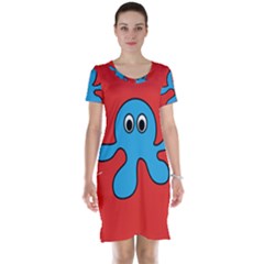 Creature Forms Funny Monster Comic Short Sleeve Nightdress by Nexatart