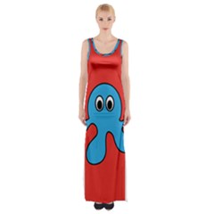 Creature Forms Funny Monster Comic Maxi Thigh Split Dress by Nexatart