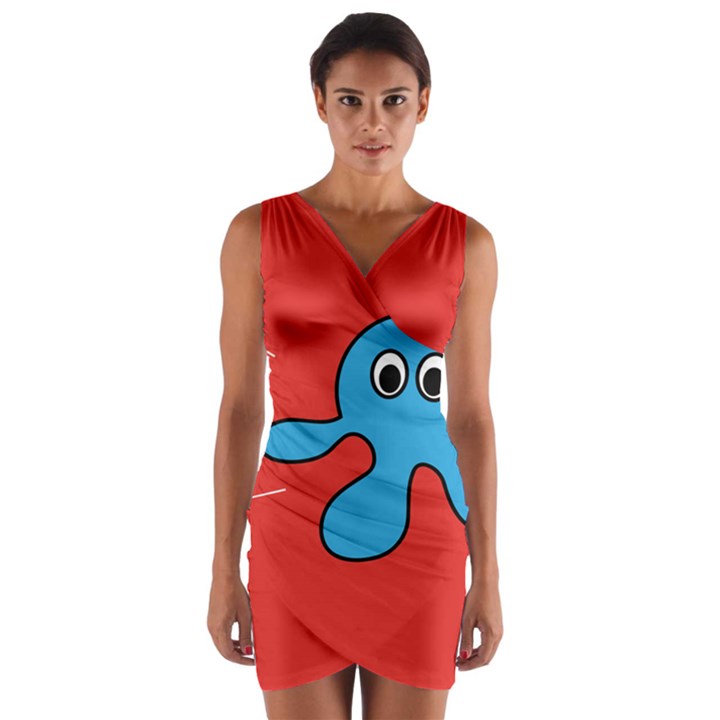 Creature Forms Funny Monster Comic Wrap Front Bodycon Dress