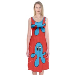 Creature Forms Funny Monster Comic Midi Sleeveless Dress by Nexatart