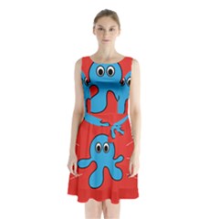 Creature Forms Funny Monster Comic Sleeveless Chiffon Waist Tie Dress by Nexatart