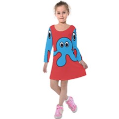 Creature Forms Funny Monster Comic Kids  Long Sleeve Velvet Dress by Nexatart