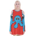 Creature Forms Funny Monster Comic Velvet Long Sleeve Shoulder Cutout Dress View1