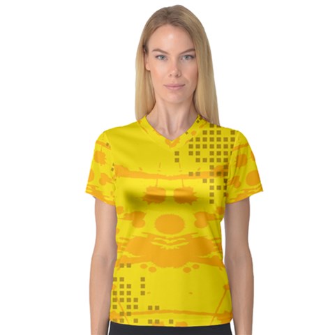 Texture Yellow Abstract Background Women s V-neck Sport Mesh Tee by Nexatart