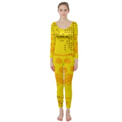 Texture Yellow Abstract Background Long Sleeve Catsuit by Nexatart