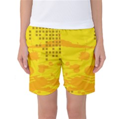 Texture Yellow Abstract Background Women s Basketball Shorts by Nexatart