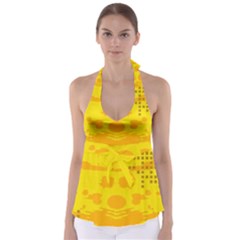 Texture Yellow Abstract Background Babydoll Tankini Top by Nexatart