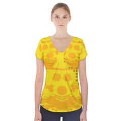 Texture Yellow Abstract Background Short Sleeve Front Detail Top by Nexatart