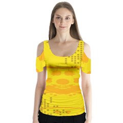 Texture Yellow Abstract Background Butterfly Sleeve Cutout Tee 