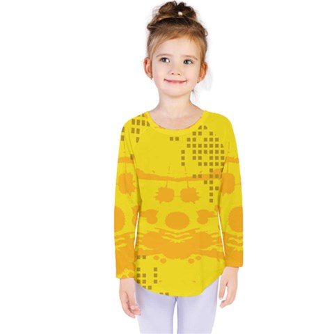 Texture Yellow Abstract Background Kids  Long Sleeve Tee by Nexatart