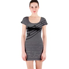 Music Clef Background Texture Short Sleeve Bodycon Dress by Nexatart