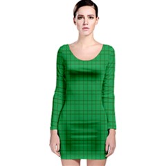 Pattern Green Background Lines Long Sleeve Bodycon Dress by Nexatart