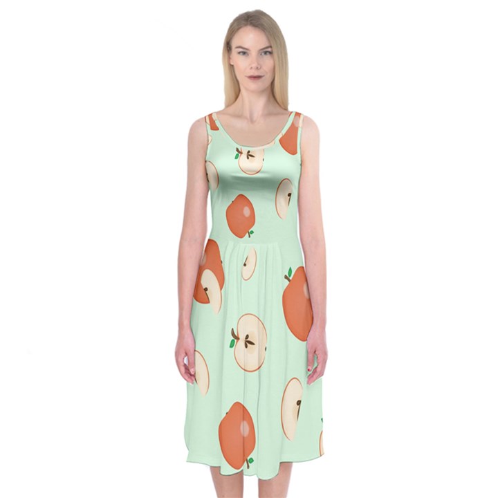 Apple Fruit Background Food Midi Sleeveless Dress