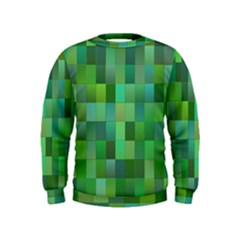 Green Blocks Pattern Backdrop Kids  Sweatshirt by Nexatart