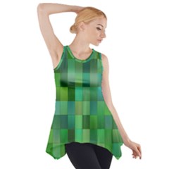 Green Blocks Pattern Backdrop Side Drop Tank Tunic by Nexatart