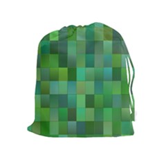 Green Blocks Pattern Backdrop Drawstring Pouches (extra Large) by Nexatart