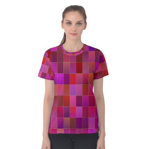 Shapes Abstract Pink Women s Cotton Tee by Nexatart