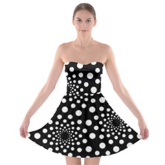 Dot Dots Round Black And White Strapless Bra Top Dress by Nexatart