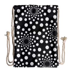 Dot Dots Round Black And White Drawstring Bag (large) by Nexatart