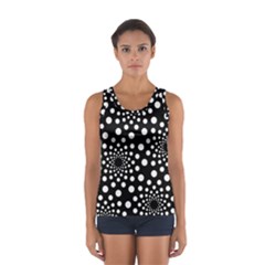 Dot Dots Round Black And White Women s Sport Tank Top  by Nexatart