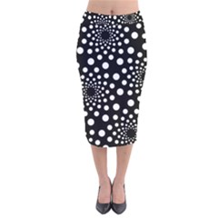 Dot Dots Round Black And White Velvet Midi Pencil Skirt by Nexatart