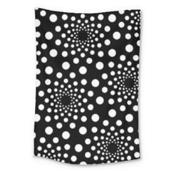 Dot Dots Round Black And White Large Tapestry by Nexatart