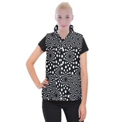 Dot Dots Round Black And White Women s Button Up Puffer Vest