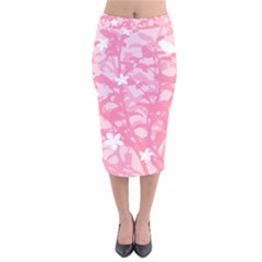 Plant Flowers Bird Spring Velvet Midi Pencil Skirt by Nexatart