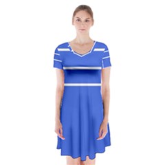 Stripes Pattern Template Texture Short Sleeve V-neck Flare Dress by Nexatart