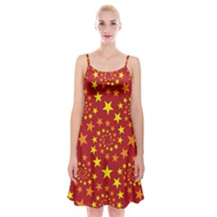 Star Stars Pattern Design Spaghetti Strap Velvet Dress