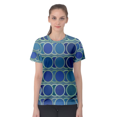 Circles Abstract Blue Pattern Women s Sport Mesh Tee by Nexatart