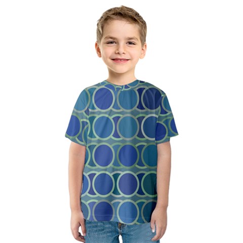 Circles Abstract Blue Pattern Kids  Sport Mesh Tee by Nexatart