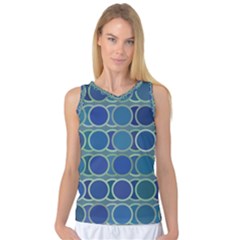 Circles Abstract Blue Pattern Women s Basketball Tank Top