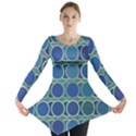 Circles Abstract Blue Pattern Long Sleeve Tunic  View1