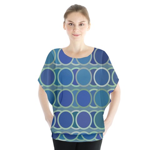 Circles Abstract Blue Pattern Blouse by Nexatart