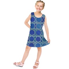 Circles Abstract Blue Pattern Kids  Tunic Dress