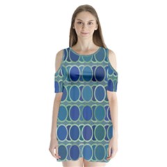 Circles Abstract Blue Pattern Shoulder Cutout Velvet  One Piece by Nexatart