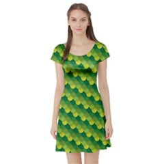 Dragon Scale Scales Pattern Short Sleeve Skater Dress by Nexatart