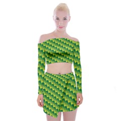 Dragon Scale Scales Pattern Off Shoulder Top With Skirt Set by Nexatart