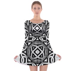 Celtic Draw Drawing Hand Draw Long Sleeve Skater Dress