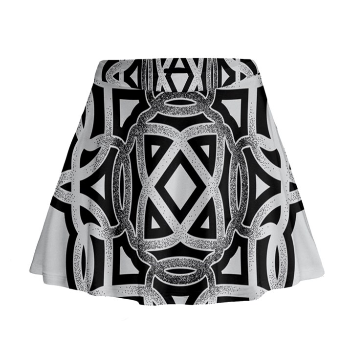 Celtic Draw Drawing Hand Draw Mini Flare Skirt