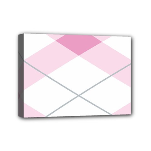 Tablecloth Stripes Diamonds Pink Mini Canvas 7  X 5  by Nexatart