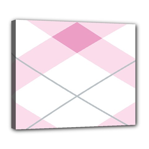 Tablecloth Stripes Diamonds Pink Deluxe Canvas 24  X 20   by Nexatart