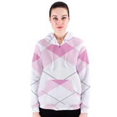 Tablecloth Stripes Diamonds Pink Women s Zipper Hoodie by Nexatart