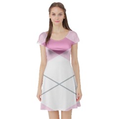 Tablecloth Stripes Diamonds Pink Short Sleeve Skater Dress by Nexatart