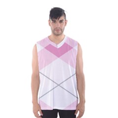 Tablecloth Stripes Diamonds Pink Men s Basketball Tank Top by Nexatart