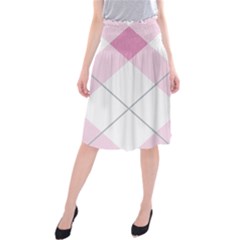 Tablecloth Stripes Diamonds Pink Midi Beach Skirt by Nexatart