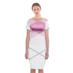 Tablecloth Stripes Diamonds Pink Classic Short Sleeve Midi Dress by Nexatart