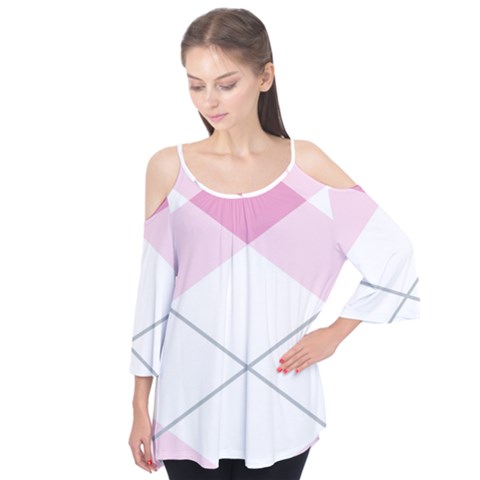 Tablecloth Stripes Diamonds Pink Flutter Tees by Nexatart